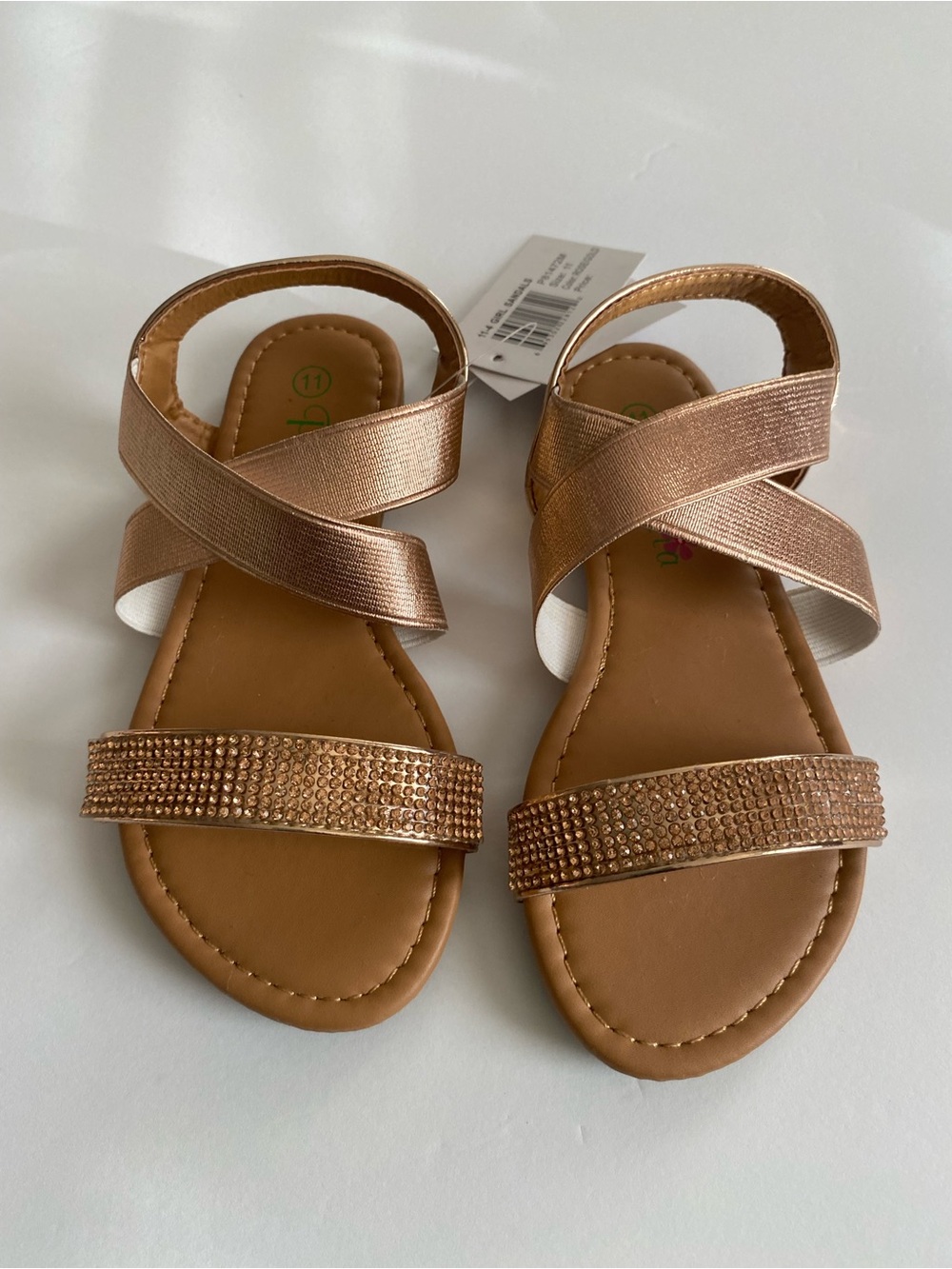 Girls Rose Gold Sparkle Crisscross Strap Sandals